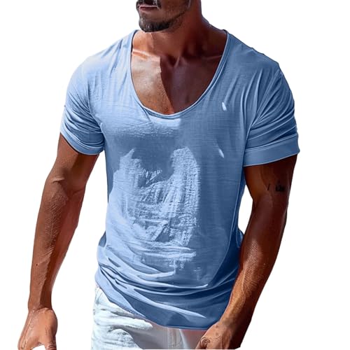T-shirt col en V extra profond homme, le haut d'été idéal pour vos loisirs et journées chaudes