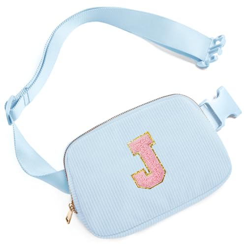 Image of Gitus Birthday Gifts for 10 11 12 13 14 15 16 Year Old Girls Personalized Gifts for Women Initial Fanny Pack Crossbody Bag Belt Bag Cute Preppy Stuff for Teen Girls Teenage Girl Gifts (Icing Blue-J)