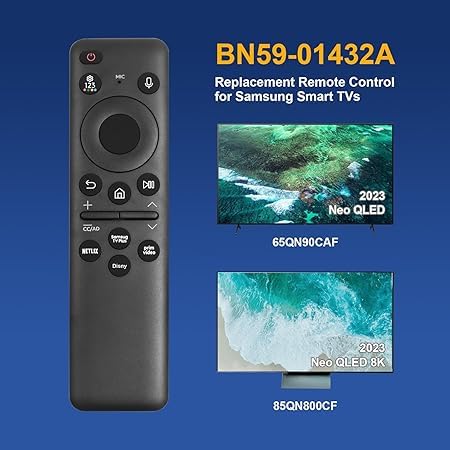 Image of BN59-01432A Solar Voice Remote Control for Samsung NEO QLED 8K HDR Smard tv with Rechargeable Solar Cell Compatible with Neo QLED 8K HDR Smart TVs (Solar Voice for Remote with Solar Cell)