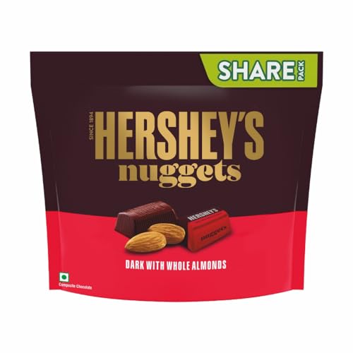 HERSHEY’S NUGGETS DARK WITH WHOLE ALMONDS| Deliciously Dark Cocoa Rich Chocolate 130.2g For Rs. 163 @ 46 %