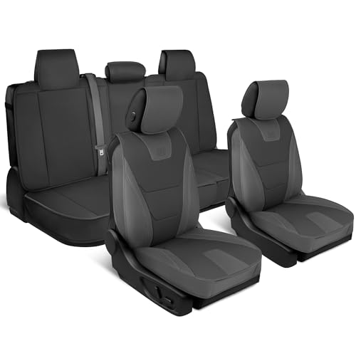 Cat Edge Faux Leather Car Seat Covers, Full Set, Black