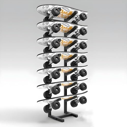 Support de rangement pour skateboard sur pied noir et longboard