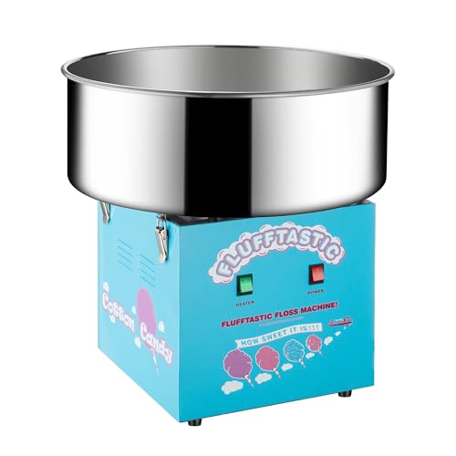 Cotton Candy Machine - 1000W Flufftastic Floss Maker with Stainless-Steel Pan - Cotton Candy Maker Machine and Sugar Scoop for Home Carnival Birthday Party or Festival by Great Northern Popcorn (Blue)