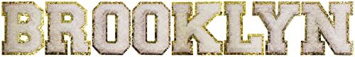8 Pcs Iron on Patches Sew On Letter Patches Brooklyn Patches for Shirt Decorations Supplies (Brooklyn, White)