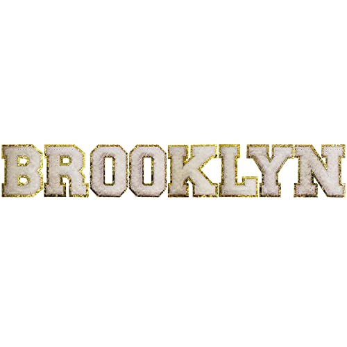 8 Pcs Iron On Patches Sew On Letter Patches Brooklyn Patches For Shirt Decorations Supplies (Brooklyn, White) #TOP14