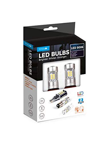 Simply Auto 9006 LED Bulbs 21-LED CANBUS P22D 12V 10.5W - 6000K Arctic White, 200% Brighter (Pair)
