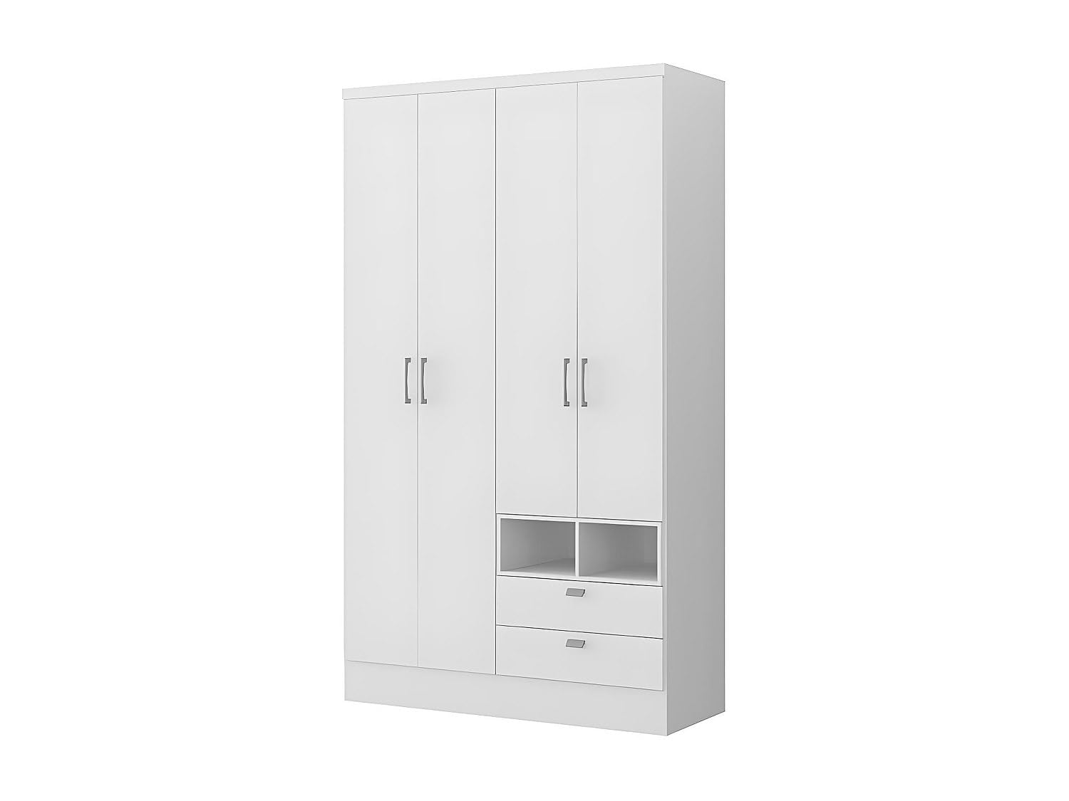 Vente-unique - Armadio 4 Ante e 2 cassetti L.120 cm Bianco - Odilon