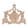 Beoot Wood Carved Corner Furniture Onlay Wooden Applique Unpainted Home Decor(04,23x20cm/9.06x7.87inch)