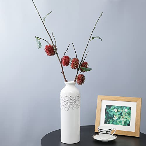 LNGO 37 inch 1 Bundle Faux Rambutan Plant Artificial Greenry UV Resistant Bushes Shrubs Office Home Outdoor Decoration (Red)