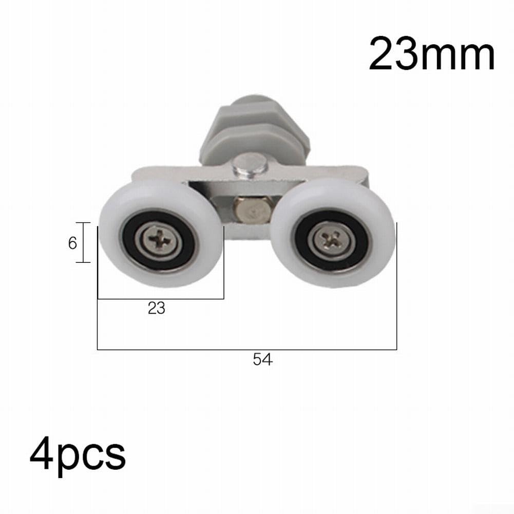4 rotelle doppie per porta della doccia con cuscinetti in nylon e ottone per una maggiore durata e funzionalità (23 mm)
