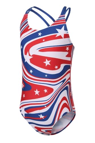 Image of Moon Tree Girls One Piece Swimsuits, Adjustable Double Straps Bathing Suits for Kids Girls Hawaiian Swimwear 3-16 Years