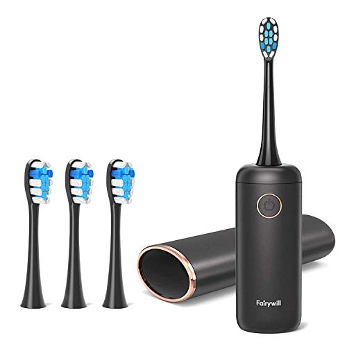 Fairywill Portable Electric Toothbrush, Brush Head Cover-Toothbrush-Travel Case Integration, Powerful Sonic Whitening Electric Toothbrush, 2Hr USB Charged for 30-Days Use for Travel, Office