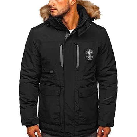 BOLF Hombre Chaqueta de invierno con Capucha y Cierre de Cremallera Cover