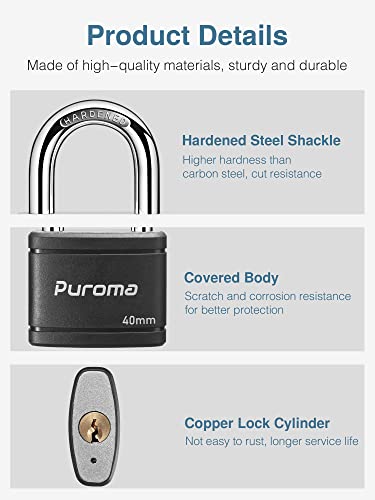 Puroma 2 Pack Combination Lock 4 Digit Outdoor Waterproof Padlock For School Gym Locker And 2 Pack Keyed Padlock With 3 Keys, 40Mm Heavy-Duty Locks For Outdoor Gate Fence Hasp Cabinet Toolbox #TOP6