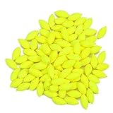 VGEBY Lot de Perles Flotteur de Pêche Bouchons Bobbers Perles Ovale Couleur Voyante en Plastique Flottabilité Excellentes (Set de 100Pcs) (Couleur : Jaune)