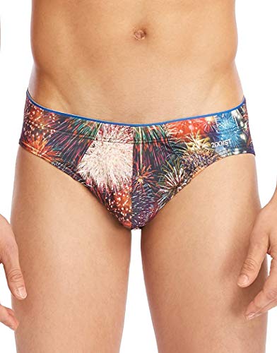 2(X)IST Men's Sliq Micro Brief, Fireworks/black - 92401, Small