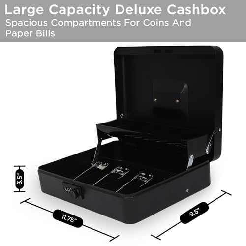 Darice SAFECash Box – Cofre extra grande para dinheiro – Organizador de caixa de dinheiro dobrável –