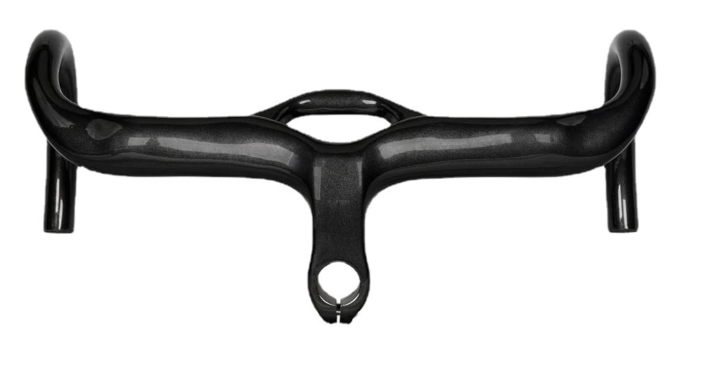 Guidon de vélo de route entièrement en carbone - Potence intégrée - Mat/brillant - Avec support d'ordinateur de vélo - Guidon - Pièces de vélo (440 x 100 mm, gloss)