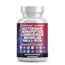 Clean Nutraceuticals Nattokinase 5000 FU Serrapeptase 120000 SPU Lumbrokinase Enzyme Supplement with Bromelain Papain Papaya Enzymes Rutin Extract Amla Magnesium Vitamin B6 & VIT C Capsules
