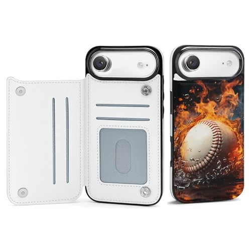 Étui en cuir iPhone 17 avec motif baseball premium et coque fine anti-choc