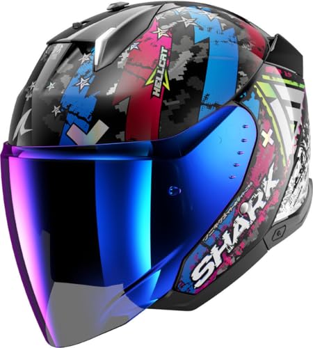 SHARK, Casque Moto Jet SKWAL i3 Jet Hellcat Black Chrome Blue KUB, L