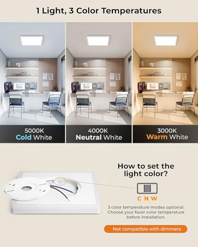 BLNAN 18W LED Ceiling Light, Light Fittings Ceilings with 4W Warm Night Light, 3000K/4000K/5000K Flush Mount Ceiling Light for Bedroom Hallway Kitchen Balcony Basement Bathroom, Square White 22CM - Image 3