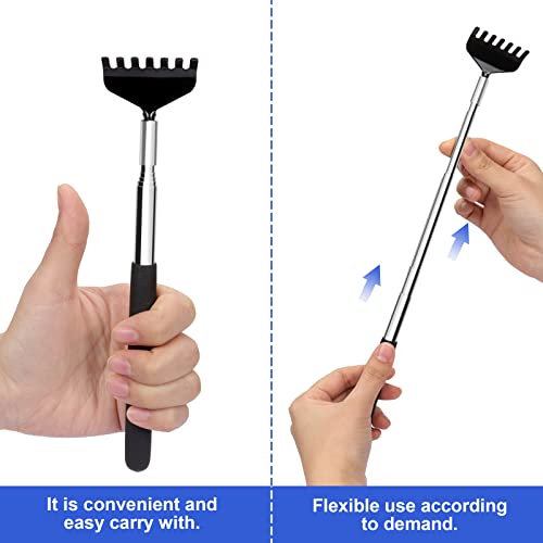 (3-Pack) Black Telescopic Back Scratcher, Elaso Portable Extendable Stainless Steel Back Scratchers For Men Women With Beautiful Carry Bag #TOP6