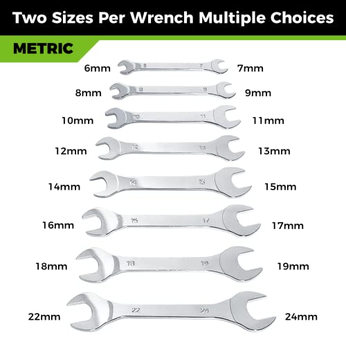 Der Erwachte Super-Thin Open End Wrench Set, Metric, 8-Piece, Including 6, 7, 8, 9, 10, 11, 12, 13, 14, 15, 16, 17, 18, 19, 22, 24 mm, Slim Spanner Wrench Set with Rolling Pouch - Image 2