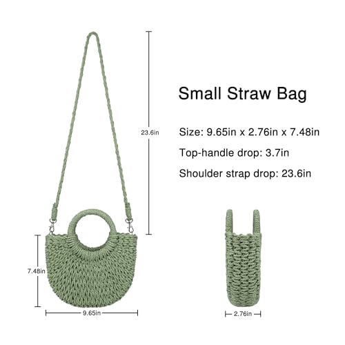Image of Womens Straw Beach Bag Woven Crossbody Shoulder Bags Top Handle Satchel Handbag Purse for Summer