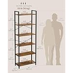 VASAGLE 6-Tier Bookshelf, Bookcase with Steel Frame, Book Shelf for Living Room, Home Office, Study, 11.8 x 26 x 73.2 Inches, Industrial Style, Rustic Brown and Ink Black ULLS062B01 - Image 3