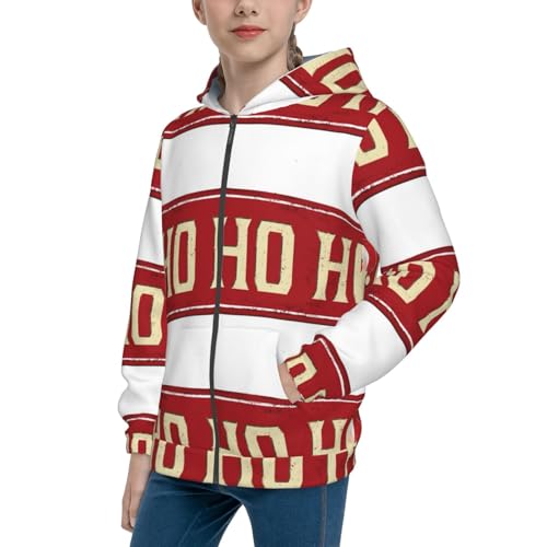 Ho Ho Ho Vintage Rusty Metal Sign Kids Pullover Hoodies Boys Zip Up Sweatshirts Girls Athletic Clothes with Pocket