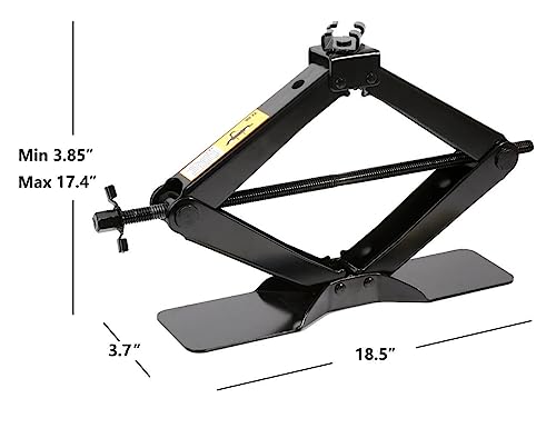 Leadbrand Black Steel Scissor Jack, 2.5 Ton(5,511Lbs), With Positive And Negative Screw, Ideal For Auto/Pickup/Truck/Suv/Mpv, Ratchet Handle, Oversized Base, Emergency Use #TOP4