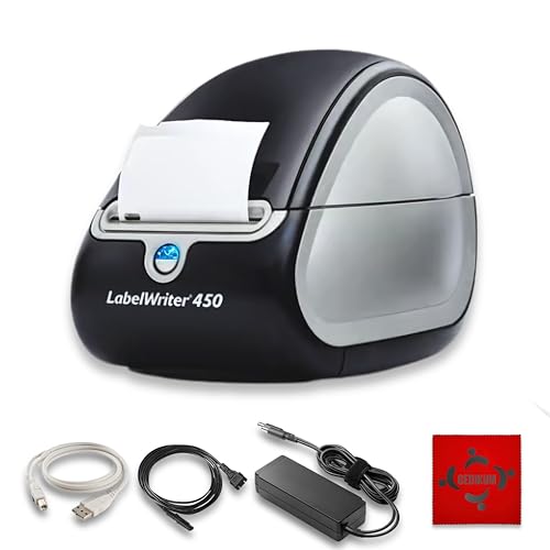 Gedikum Set -Dymo LabelWriter 450 Etikettendrucker -mit USB Kabel, Netzteil & Mikrofasertuch – Thermodrucker für alle Etikettenarten, Versandetiketten, Barcode, Büro & Lager (Generalüberholt)