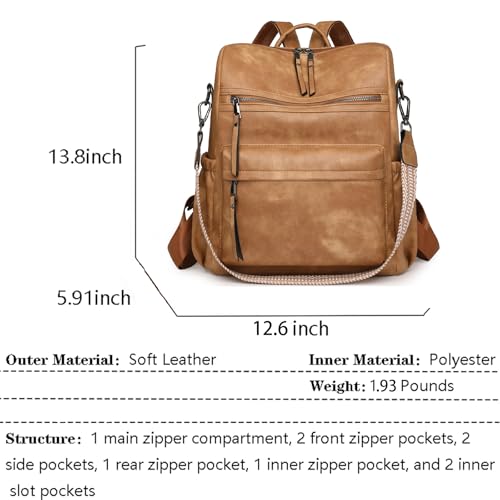 Image of Women's Fashion Backpack Purse for Women Leather Multipurpose Design Ladies Shoulder Bag Travel bag Satchel Handbags