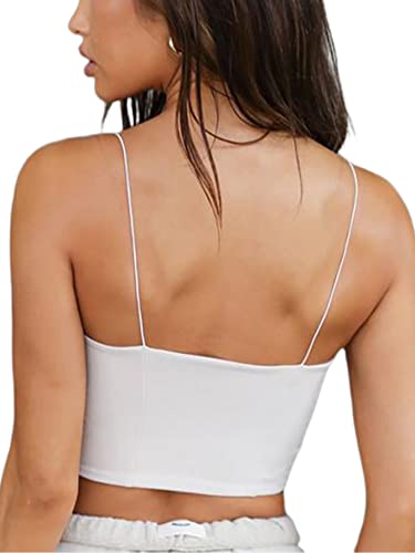 Lyaner Women’s Sexy Sweetheart Neck Sleeveless Crop Tube Tops Strappy Bustier Cami Top White Medium #TOP1