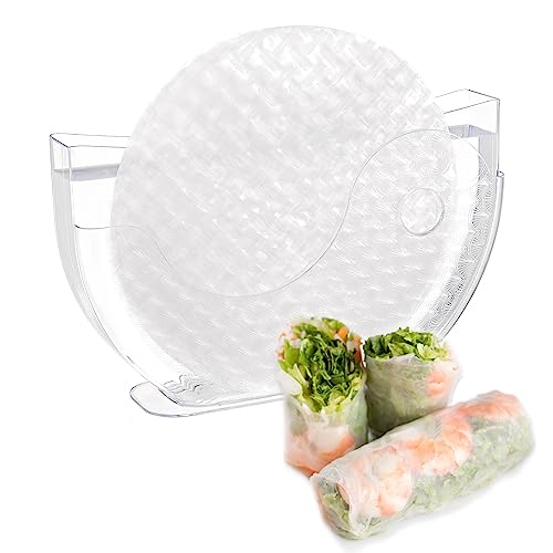 Rice Paper Water Bowl, Spring Roll Water Bowl, Rice Paper Holder with Side Pocket for Spring Roll Wrappers, Summer Rolls Maker Banh trang Holder