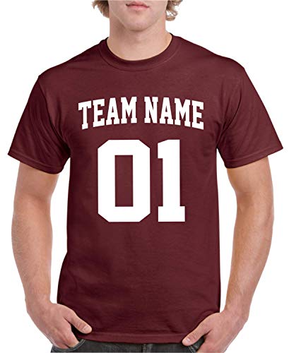 Custom T-Shirt Jersey | Adult Sizes | Add Your Team Name & Number| Unisex, 100% Cotton