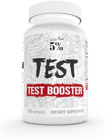 5% Nutrition Rich Piana Test | Natural Testosterone Booster for Men | Muscle Builder, Male Vitality, Energy & Stamina | Tongkat Ali (Longjack), Shilajit, Fenugreek, DIM, Boron | 120 Capsules