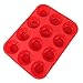DDSHUN Lot de 12 moules à muffins en silicone anti-adhésif - Sans BPA - Rouge