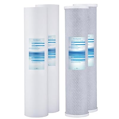Geekpure Whole House PP Sediment and Carbon Block Replacement Filters -4.5 Inch x 20 Inch -5 Micron