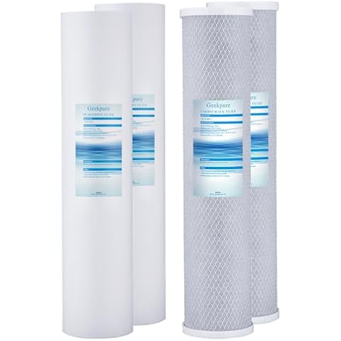 Geekpure Whole House PP Sediment and Carbon Block Replacement Filters -4.5 Inch x 20 Inch -5 Micron Cover