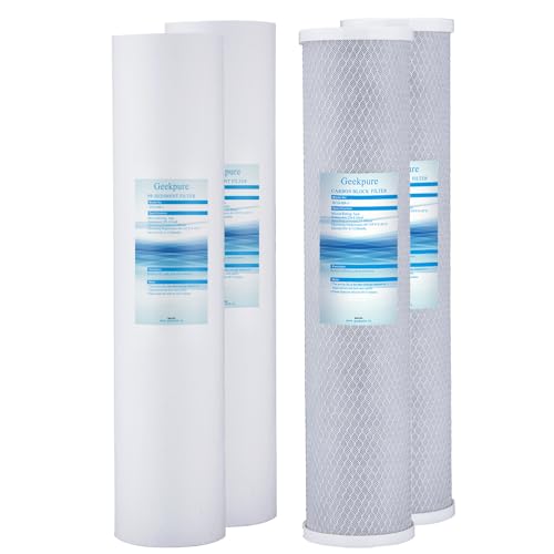 Geekpure Replacement Filter 20 Inch Block Carbon and PP Sediment Filter Cartridge - Big Size 4.5" x 20" (4 Count) by Geekpure - Used condition - CA$114.27