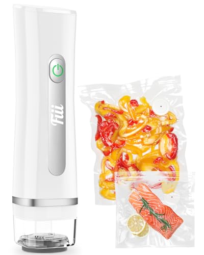 FIII Vacuum Sealer with 30 Reusable Bags for Food, Powerful Handheld Vacuum Sealer Machine with Visible Water Tank, One Touch Kitchen Storage and Preservation (white & sliver)