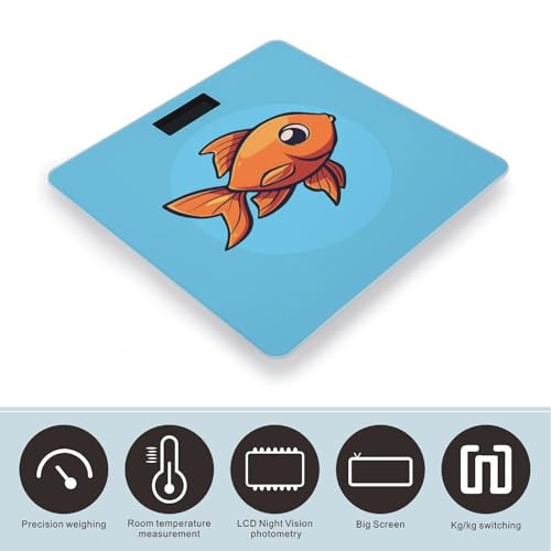 Báscula de baño digital con imagen de pez y vidrio templado miniatura 3