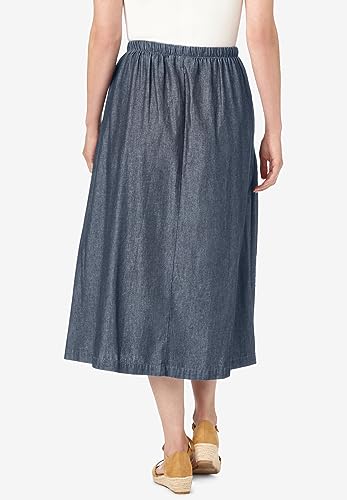 Woman Within Plus Size Petite Drawstring Denim Skirt2