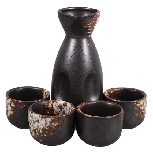 DECHOUS 1Set Japanese Traditional Sake Set Rice Wine Pot with Sake Cups Design for Home Decor and Authentic Dining Experience for Sake Lovers