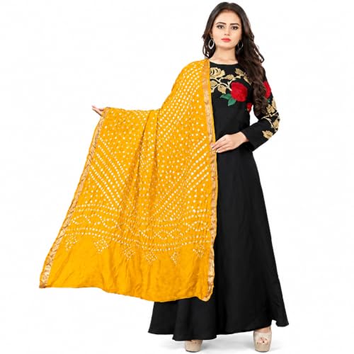 Image of PK HUB Women's Bandhani Silk Dupatta - Bandhej Printed Traditional Dupatta for Ethnic Wear - 2.4 Meter Length, 40 inch Width