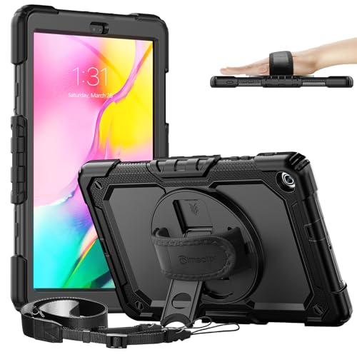 Timecity for Samsung Galaxy Tab A 10.1 Case 2019, Only Fit (SM-T510/ SM-T515/ SM-T517), Drop Proof with Hand Strap Stand Screen Protector Pencil Holder for Galaxy Tab A 10.1 Case - Black