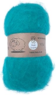 Carded Wool For Felting, Needle Felting Wool, Wool Batt, Craft Wool, Single Shade, 100 grams 3.5 Oz (Hint of Brown (101))