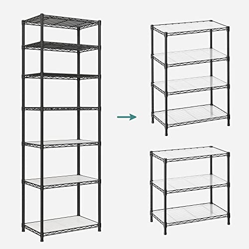 SONGMICS Keukenrek met 7 niveaus, metalen rek, staand rek, in hoogte verstelbaar rasterrek, met PP kunststof panelen, 8… - Image 4